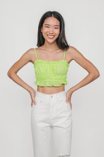 Laurel Shirred Crop Top (White)