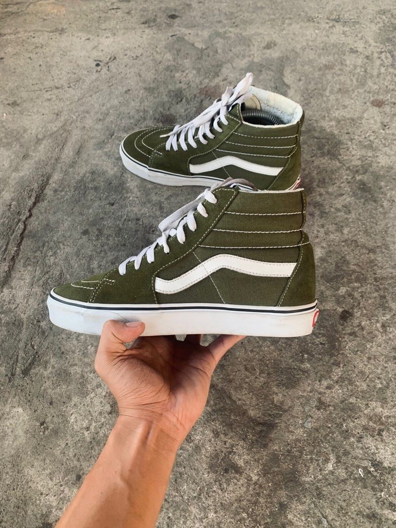 Vans Sk8 Hi Olive Green Men s Fashion Footwear Sneakers on
