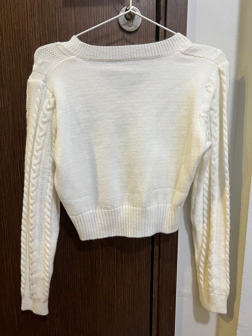 V neck cable Knit sweater Women s Fashion Tops Longsleeves on