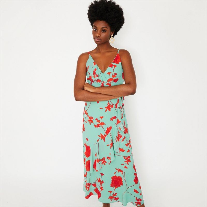Warehouse ruffle hot sale dress