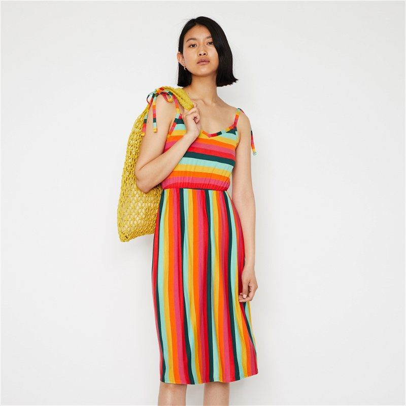 Warehouse rainbow stripe shop dress