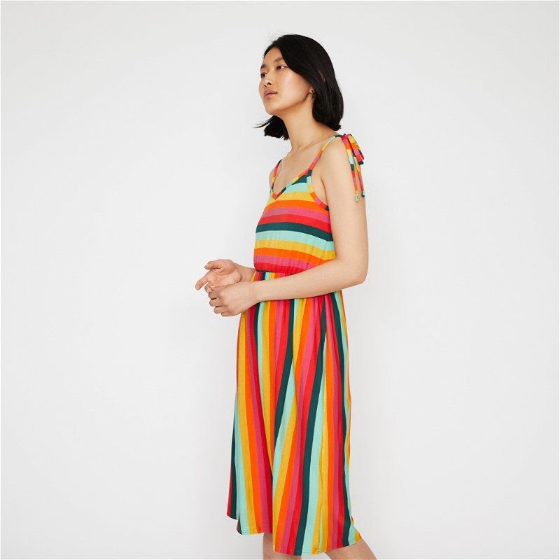 Zara rainbow stripe dress 2025
