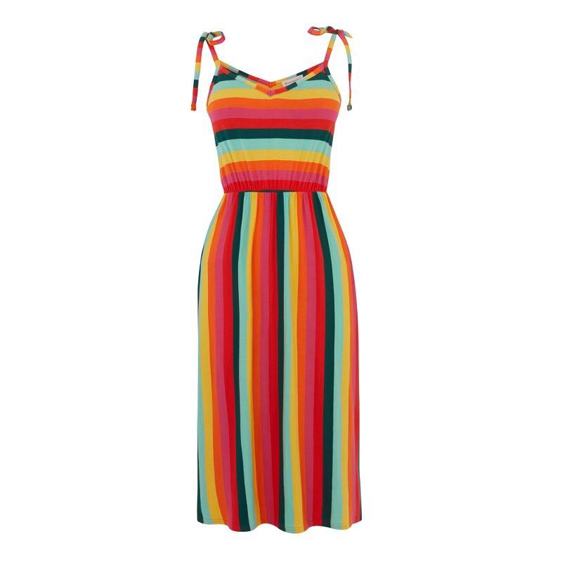 Warehouse rainbow stripe dress on sale