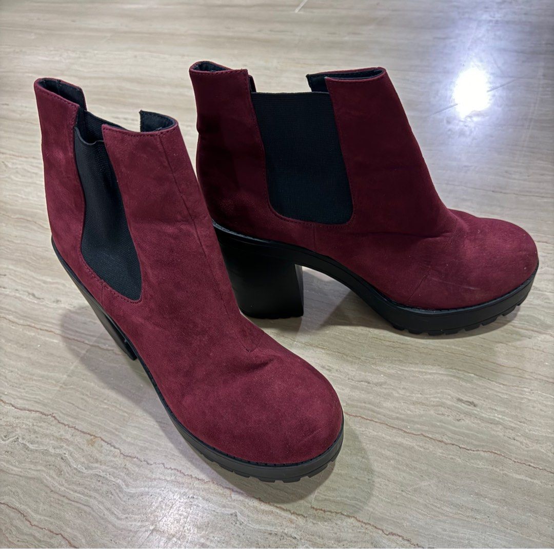Maroon suede boots cheap womens