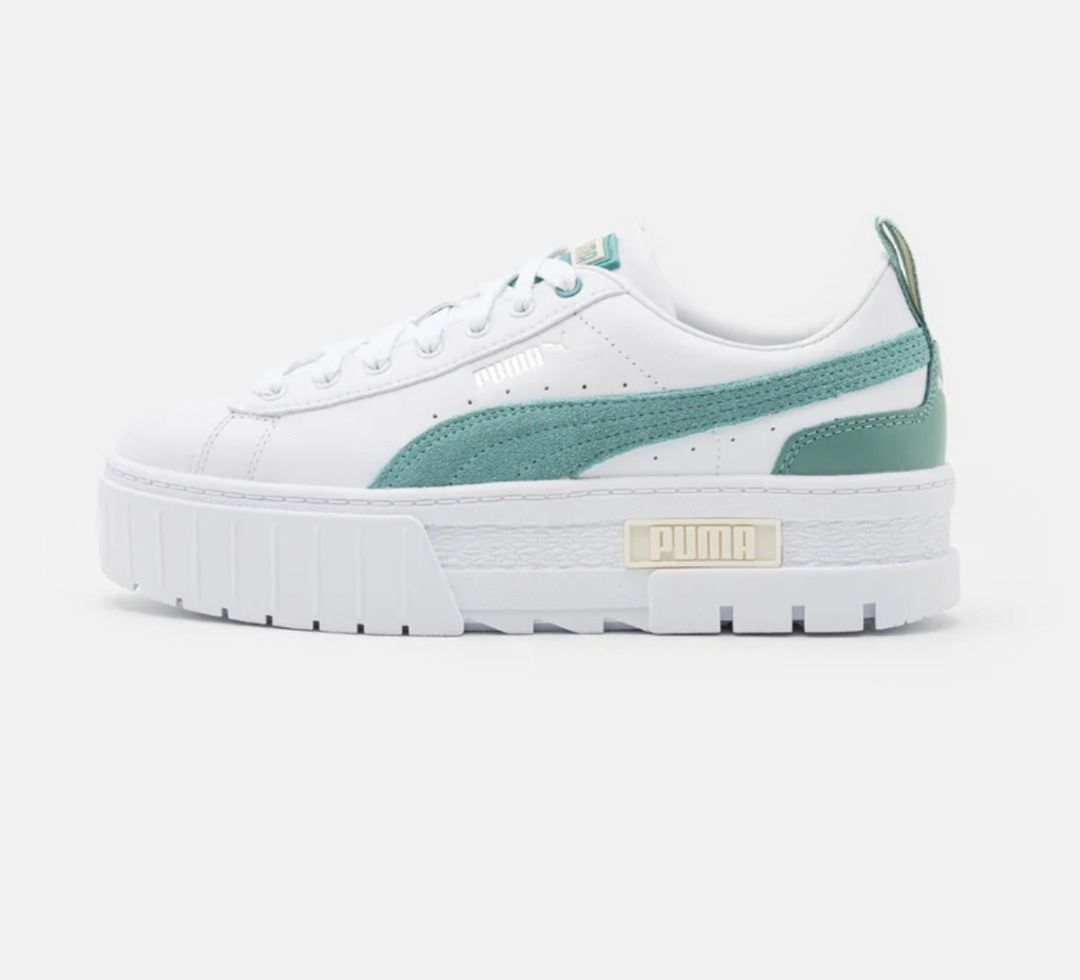 Womens White Green PUMA Mayze Classic Trainers