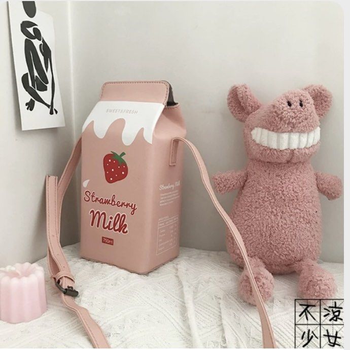 How to crochet a cute Strawberry Milk Box Bag | Delilah Crochet Tutorial -  YouTube