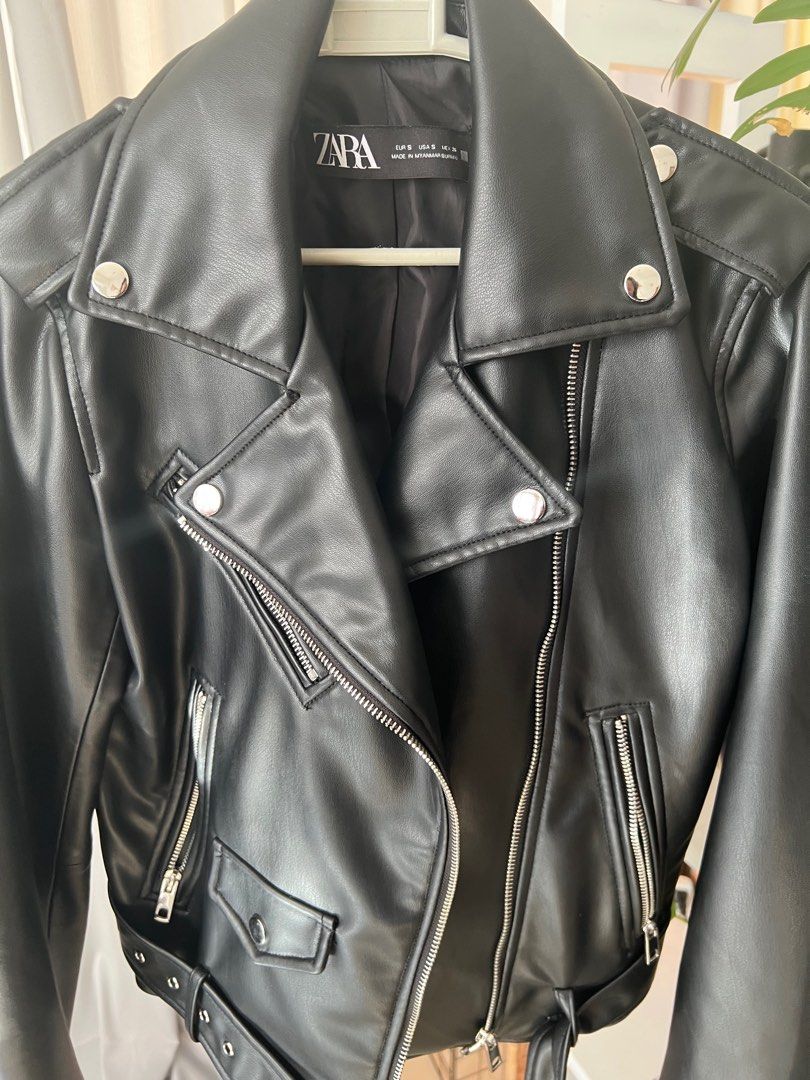 Woman jacket mod. Zara in genuine Black leather 100% made in Italy-anthinhphatland.vn