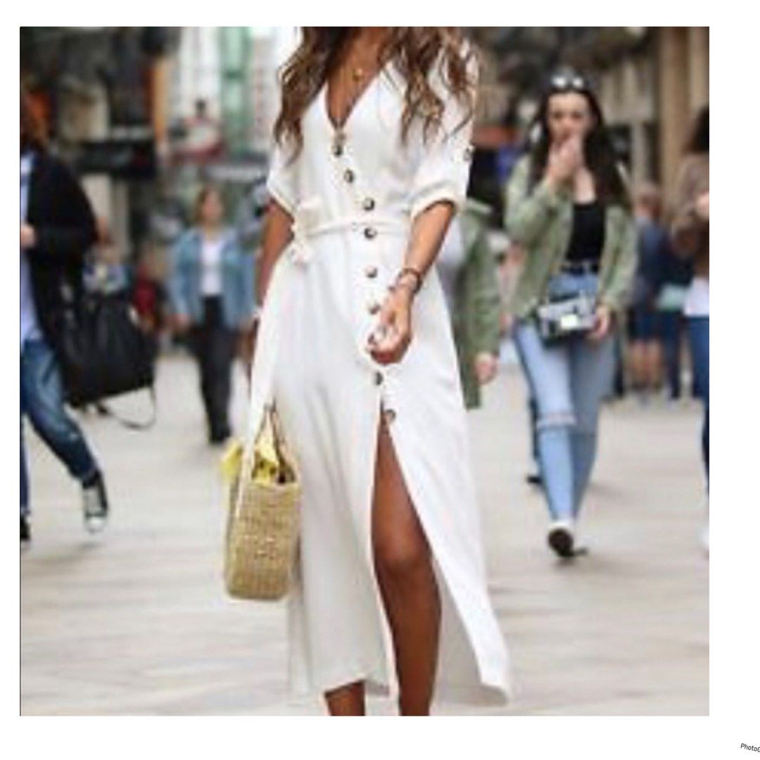 Zara white midi dress with buttons 2025