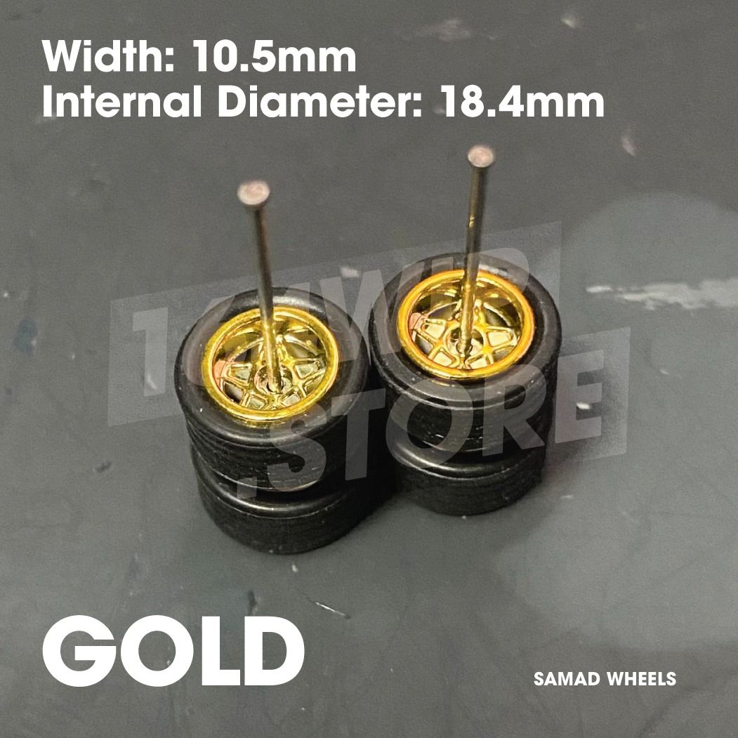 1/64 Hot Wheels Real Riders Wheels 10mm Star JDM Matt Gold Chrome Black ...