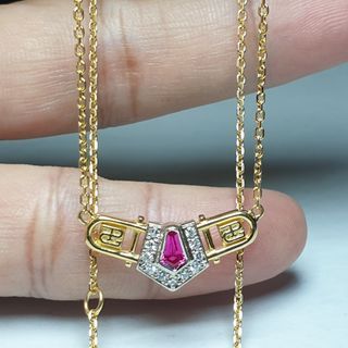 18k Japan Gold Platinum Ruby And Diamond Necklace