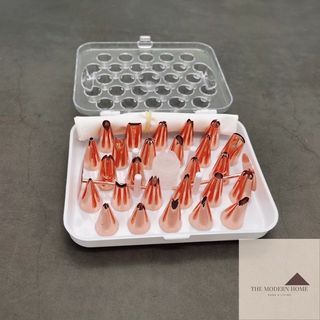 26pcs Stainless Steel Rose Gold Icing Tips Piping Tips Cake Decoration Tips with Storage Box Cake
