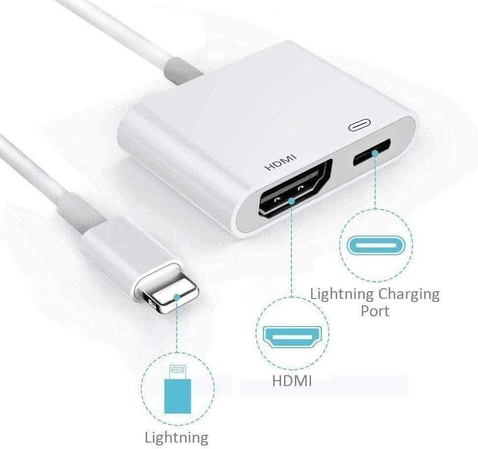 Lightning to HDMI Adapter for TV Compatible with iPhone 12 13 pro max  Splitter Digital AV Female Port Converter and Charging Connector Cord  Projector