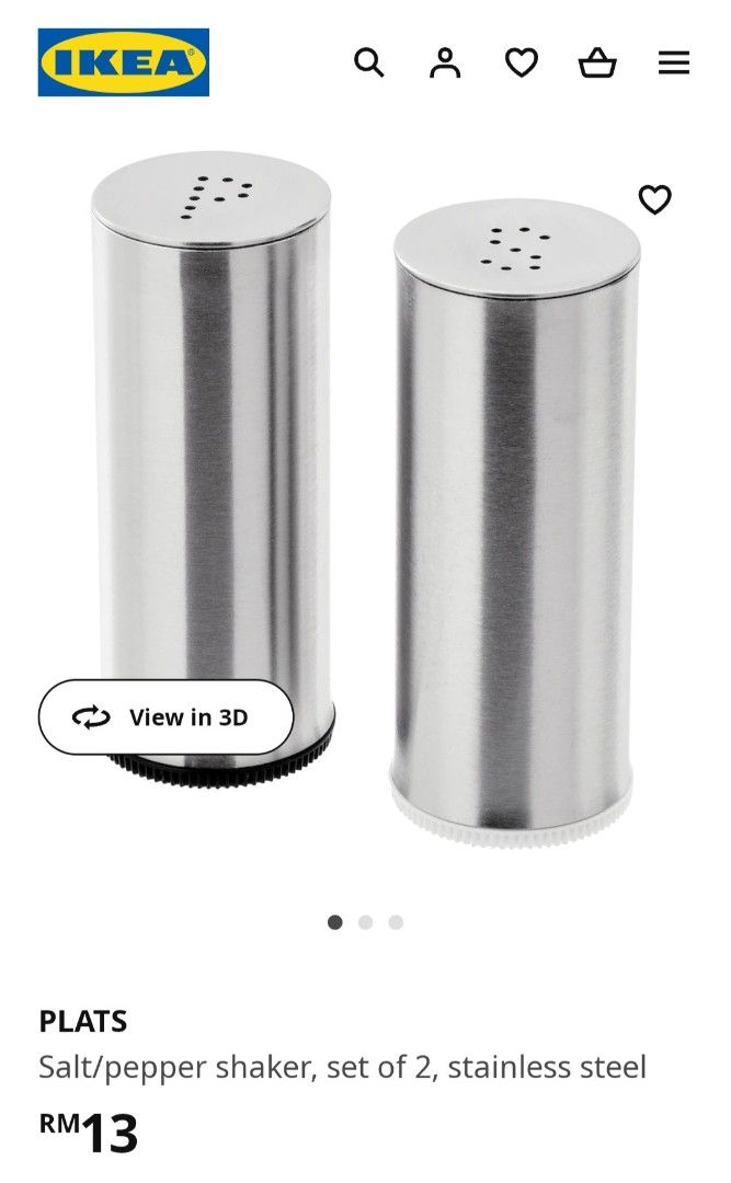 PLATS salt & pepper shaker, set of 2, stainless steel - IKEA
