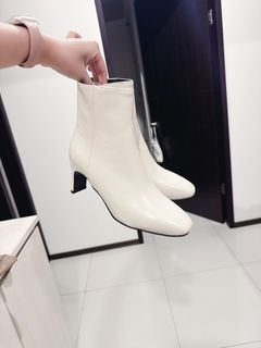 正韓全新米白低跟短靴