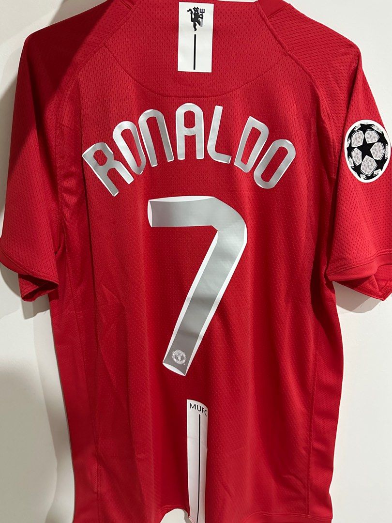 🔴 BNWT RONALDO 7 2008 UCL FINAL Manchester United Retro 07/08 Home Jersey  with Champions League Patches Nike Football Soccer Kit UEFA FIFA CR7 Man