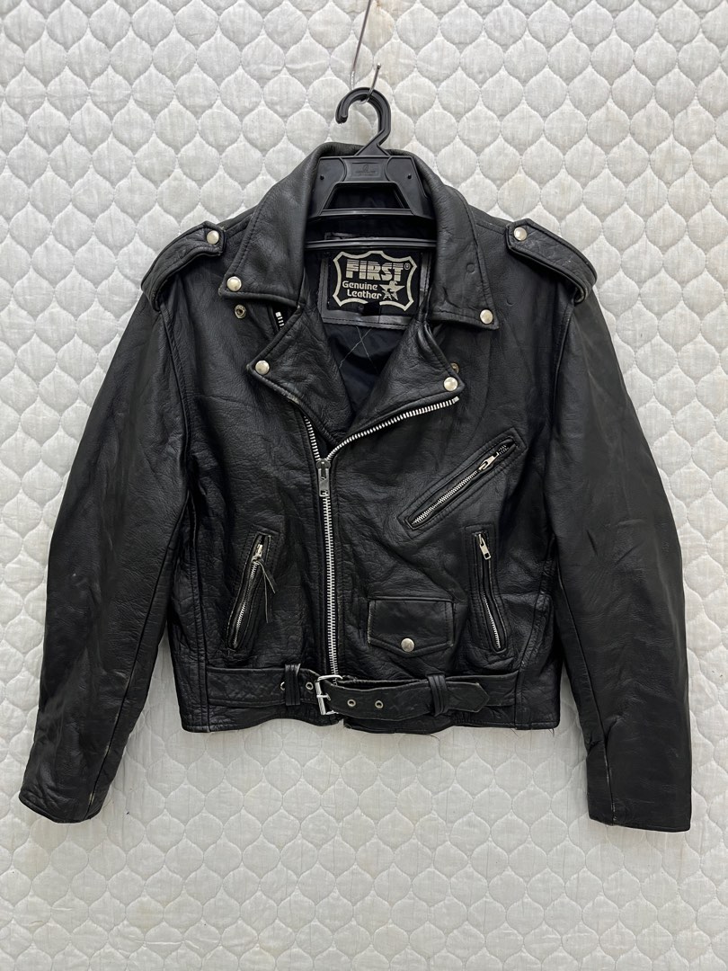 A 11 FIRST GENUINE DOUBLE COLAR LEATHER JACKET