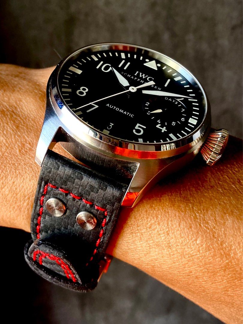 aftermarket Carbon Fiber Strap Kevlar style with Rivets Fabirc with rivets leather with rivets nylon with rivets for IWC Big Pilot 22mm Leather Watch Strap Flieger Military Pilot Men s Fashion Watches