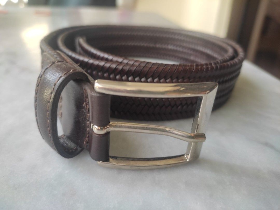 Athison Braided Leather Belt, Brown