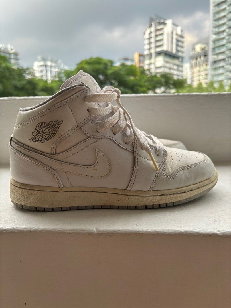 Air Jordan 1 Retro Mid White Wolf Grey Women s Fashion Footwear