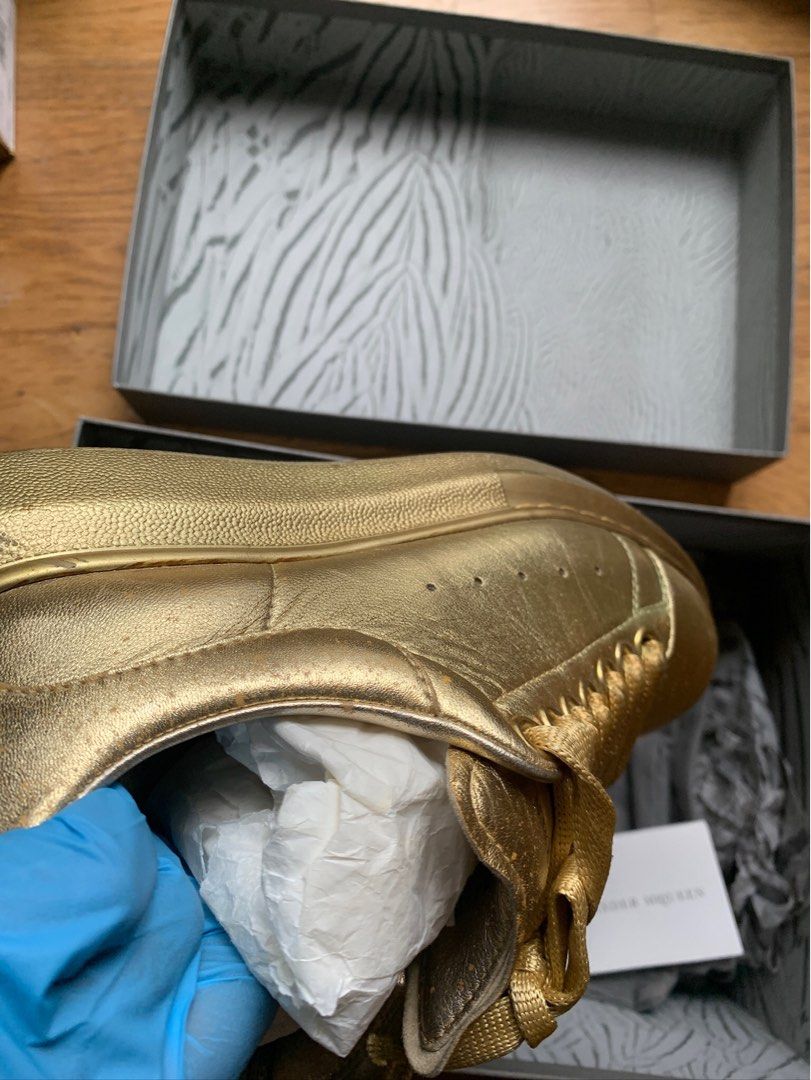 Size 12 - Alexander McQueen Alexander McQueen Oversized Sneaker Black Gold  for sale online | eBay