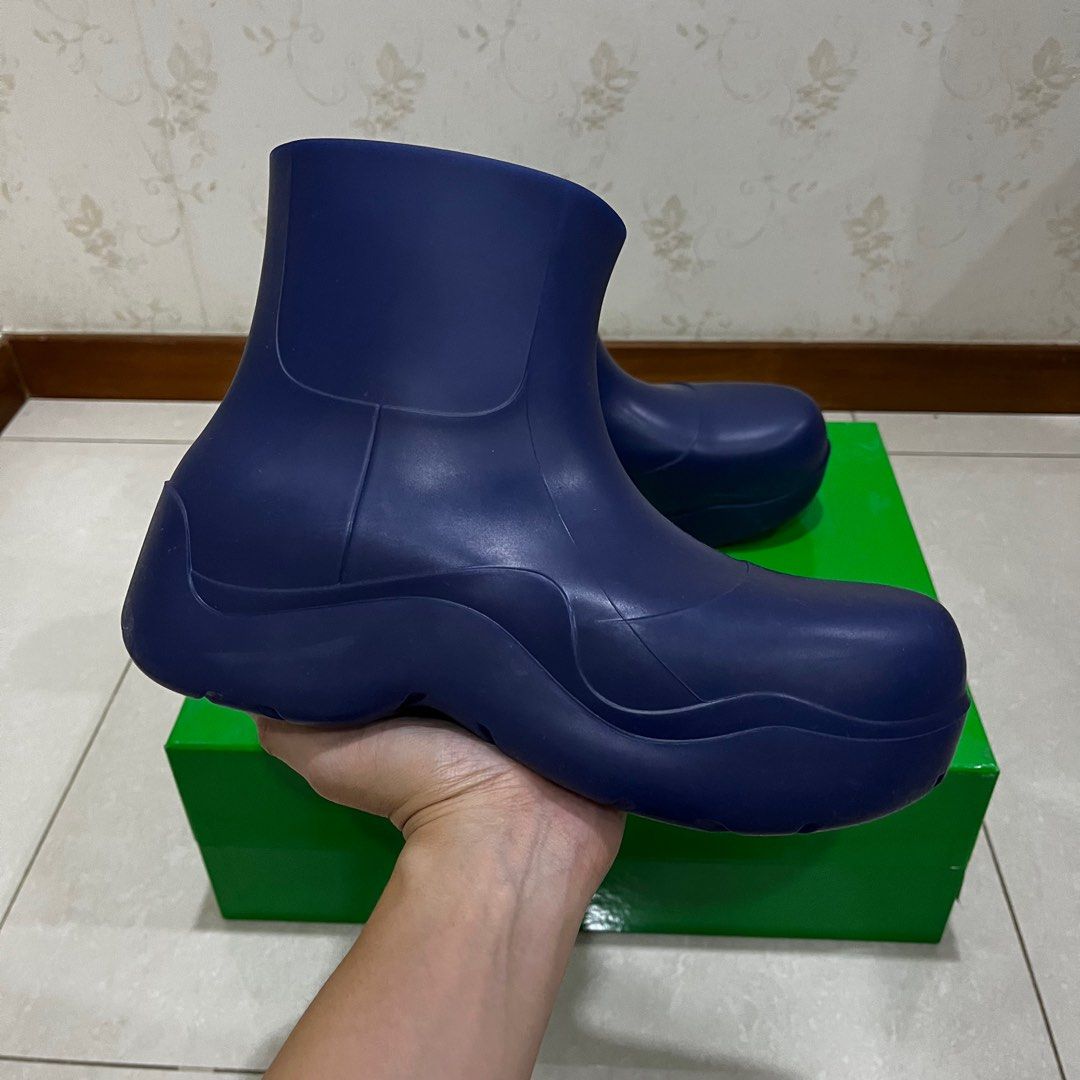 Authentic Bottega Veneta Puddle Ankle Rubber Boots Cruise Blue