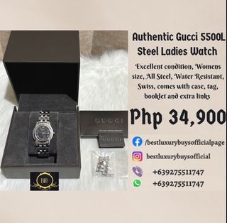 Authentic Gucci 5500L Steel Ladies Watch Complete