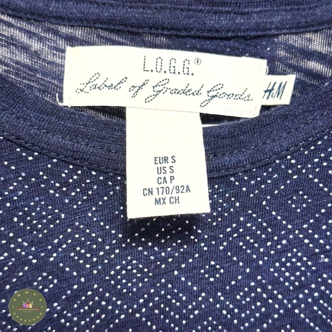 Authentic H M L.O.G.G Label Of Graded Goods Blue sweatshirt S Men s Fashion Tops Sets Tshirts Polo Shirts on Carousell