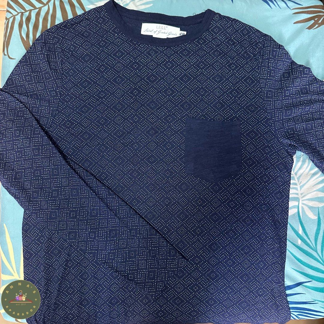 Authentic H M L.O.G.G Label Of Graded Goods Blue sweatshirt S Men s Fashion Tops Sets Tshirts Polo Shirts on Carousell