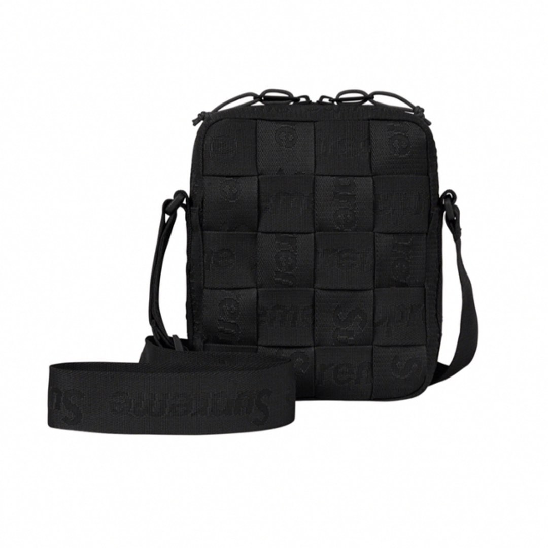 Authentic Supreme Jacquard Woven Shoulder Bag Black SS23, Men's