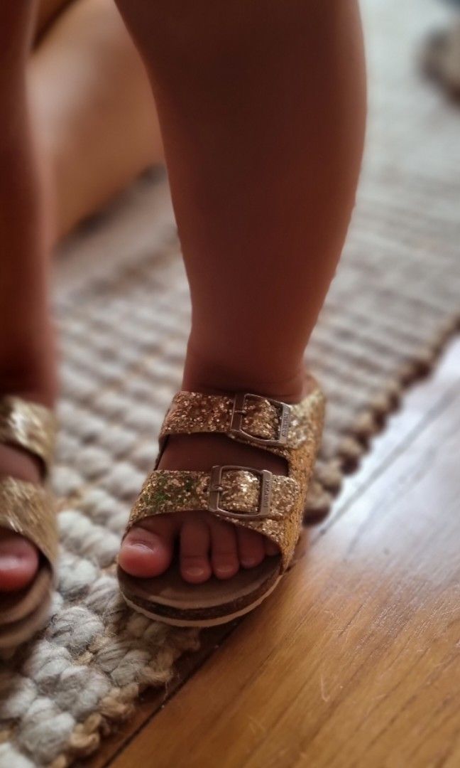 Baby Birkenstock size 23 Gold Glitter