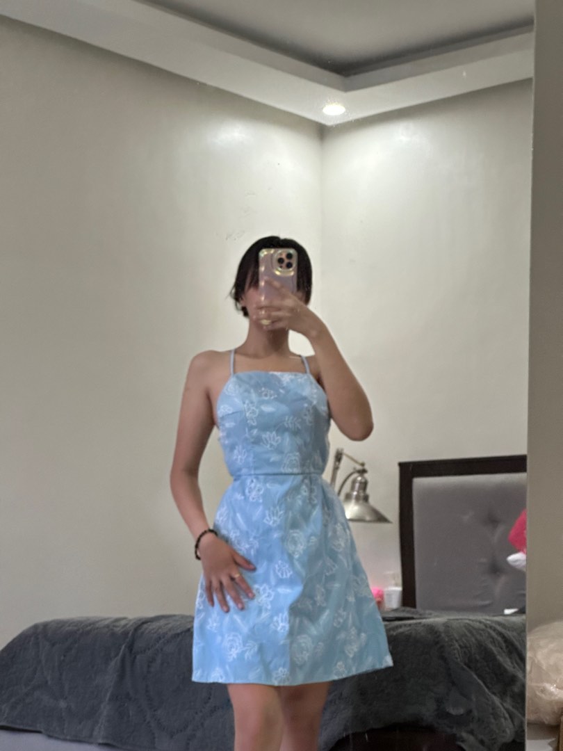 Baby blue eyelet dress clearance