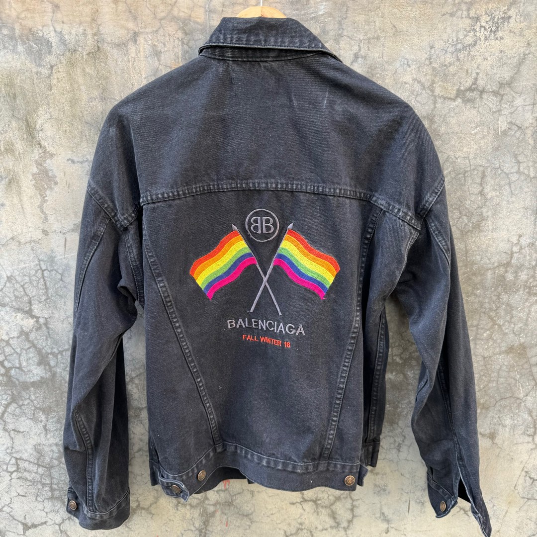 Balenciaga rainbow flag denim hot sale jacket