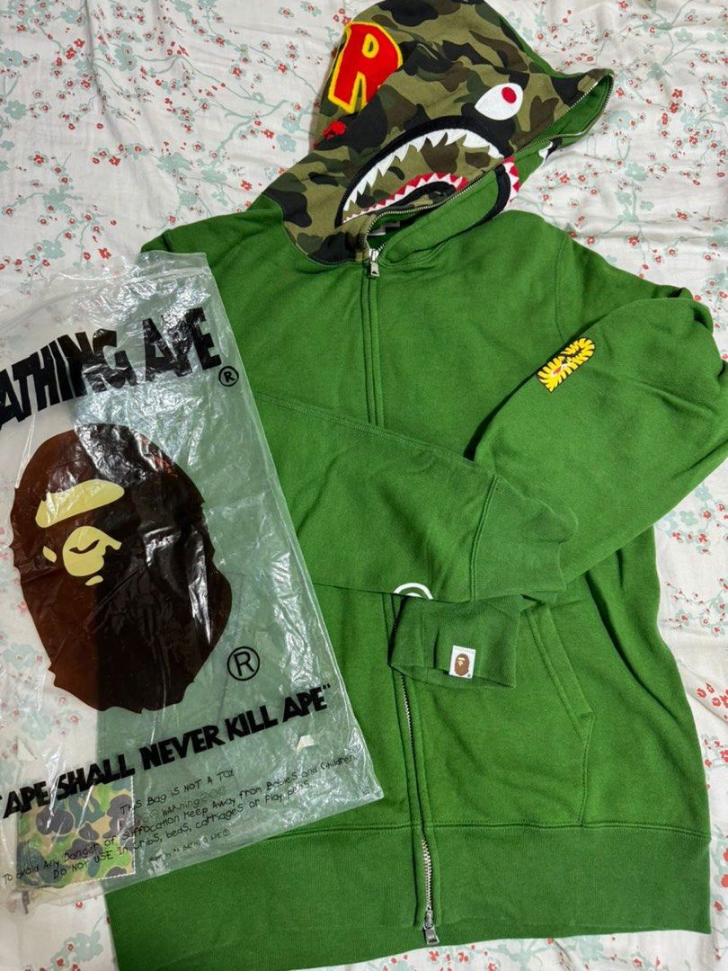 Bape ponr shark hoodie green 2025