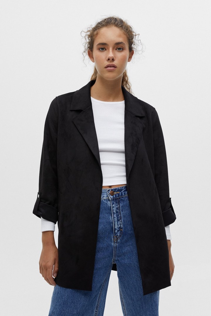 Black Faux Suede Jacket Women s Fashion Coats Jackets and