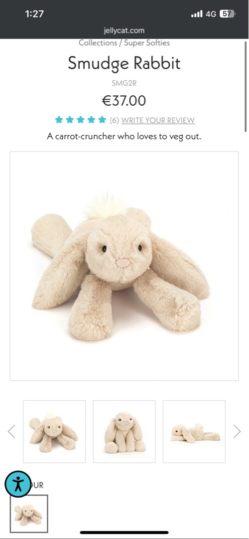 Jellycat outlet smudge bunny