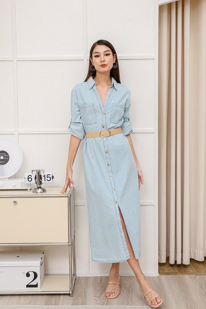 Chambray maxi shirt sales dress