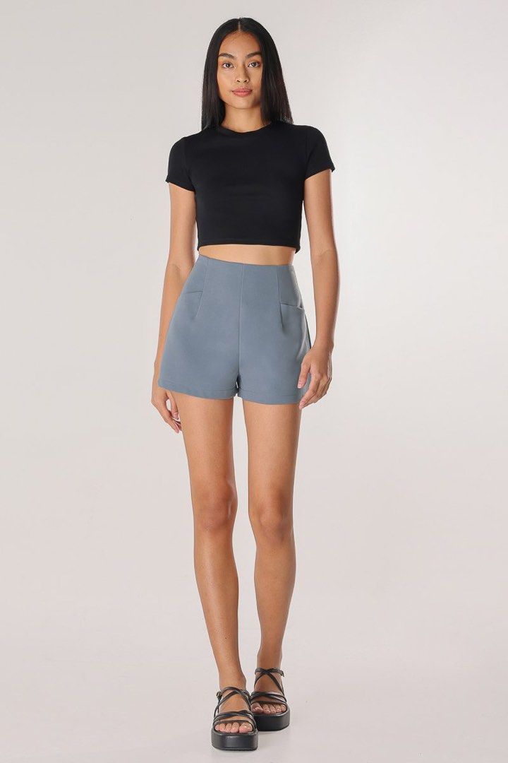 KARL CORDUROY CUFFED HEM SHORTS (SHADOW GREY)