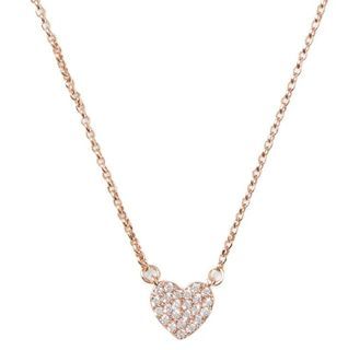 BRAND NEW AUTHENTIC INSTOCK KATE SPADE YOURS TRULY PAVE HEART MINI PENDANT NECKLACE IN CLEAR/ ROSE GOLD O0R00150