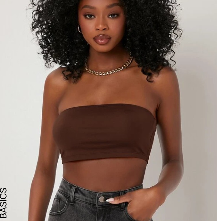 Cropped Tube Top Brown