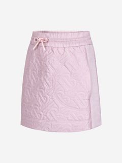 BURBERRY Monogram Quilted Skirt in Pastel Pink