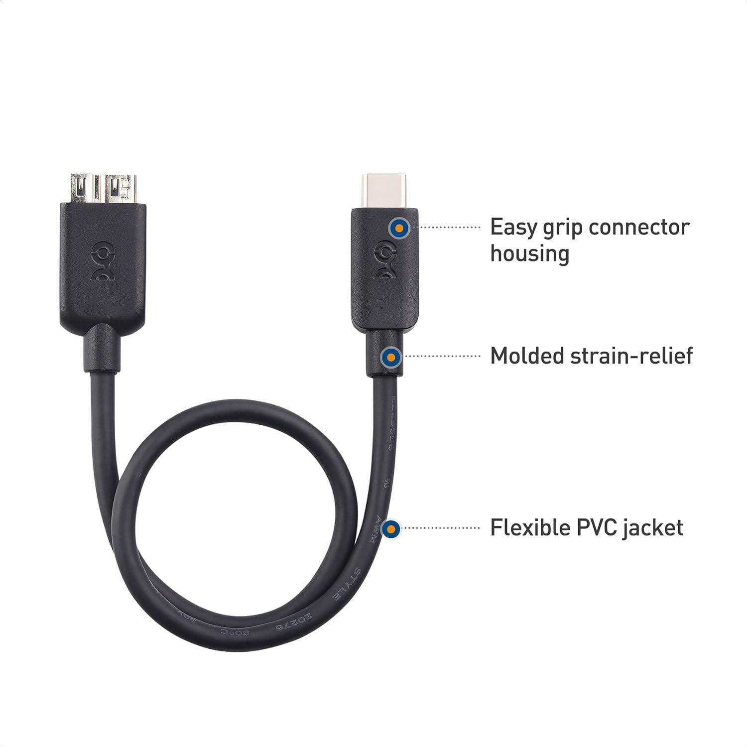 Cable Matters USB C to Micro USB 3.0 Cable 1 ft with 10 Gbps Data Transfer (USB  C to Micro B 3.0, USB C Hard Drive Cable) in Black, Mobile Phones 