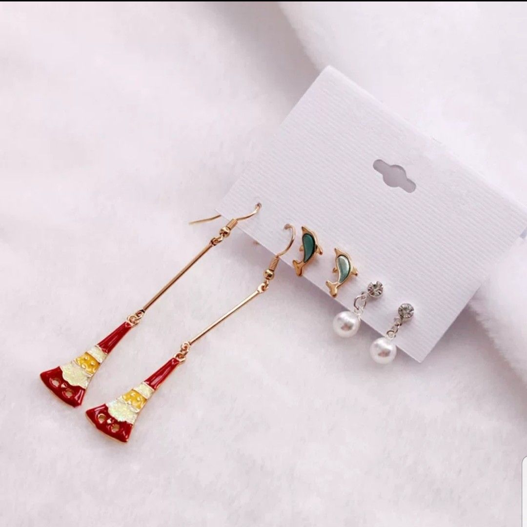 Christmas Santa Claus Set Dolphin Pearl Diamond Crystal Dangle