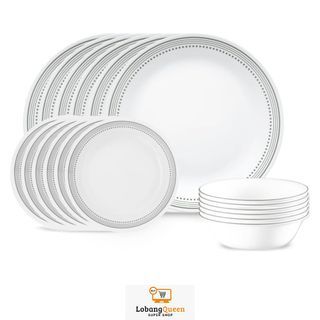 Corelle 18-Piece Service for 6, Chip Resistant, Mystic Gray Dinnerware Set