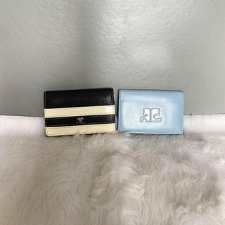 Courreges PARIS Vintage Black White & Blue Leather Wallets Card Holders