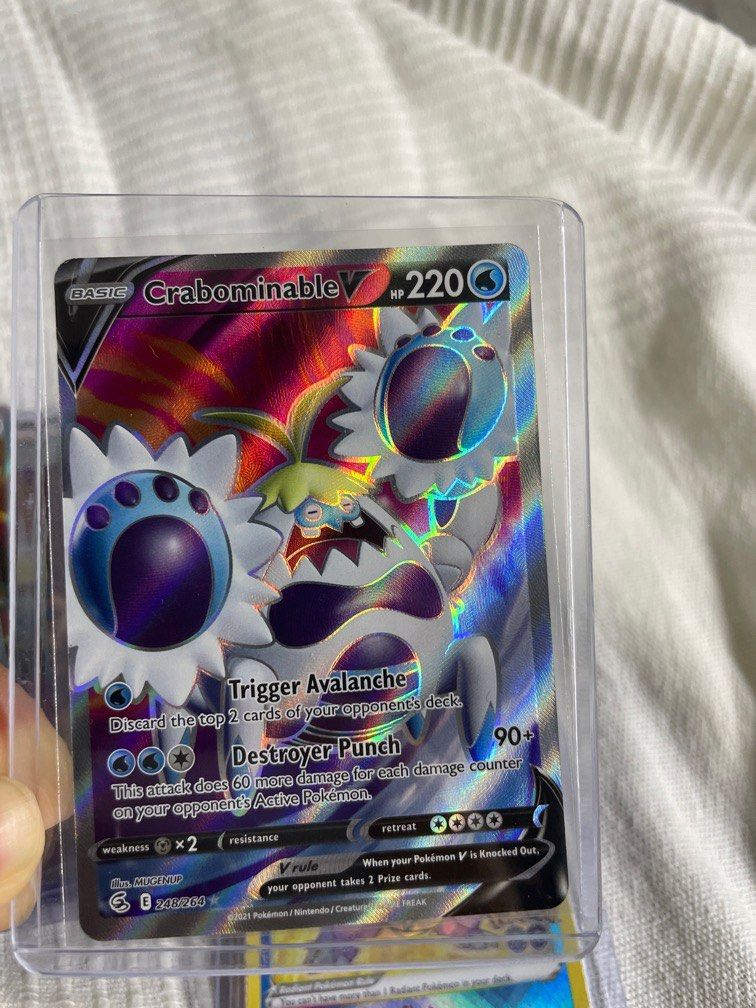 crabominable v pokemon card value Crabominable V 76/264 - Myboost X Sword and Shield 8 - Fusion Fist - Box of  10 Pokémon Cards main image 0