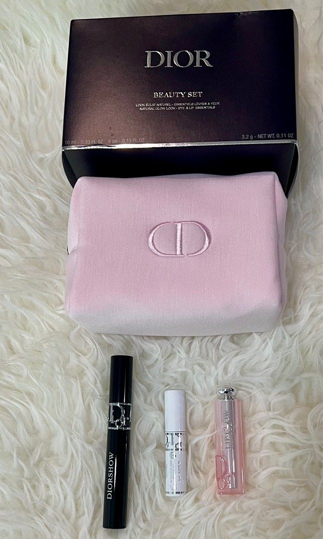 Dior (Category: Makeup) located in Quezon City. Submitted by cathyrg (Listing ID 1269627743, Image 2). Description: The Dior Show & Dior Addict Make Up Set - Diorshow Mascara in full size - Diorshow Lash Primer - Dior Addict Lip Balm in full size - Pink pouch Mode of payment: Gcash, and Bank transfer only No cash payment please.