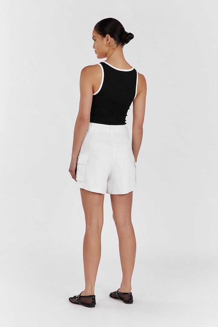 White linen cargo shorts store