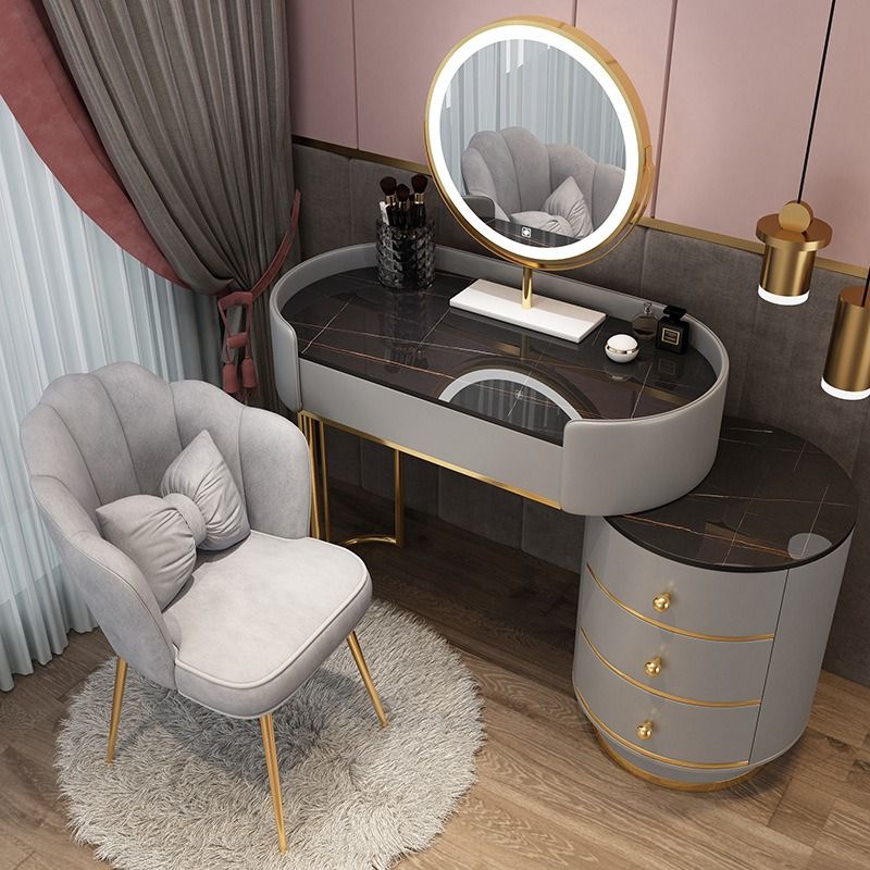 Modern dresser with best sale mirror and chair