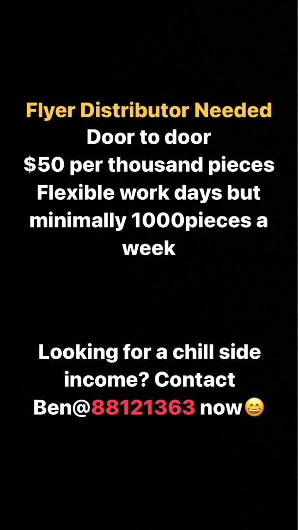 Flyer Distributor, Jobs, Admin & Finance on Carousell
