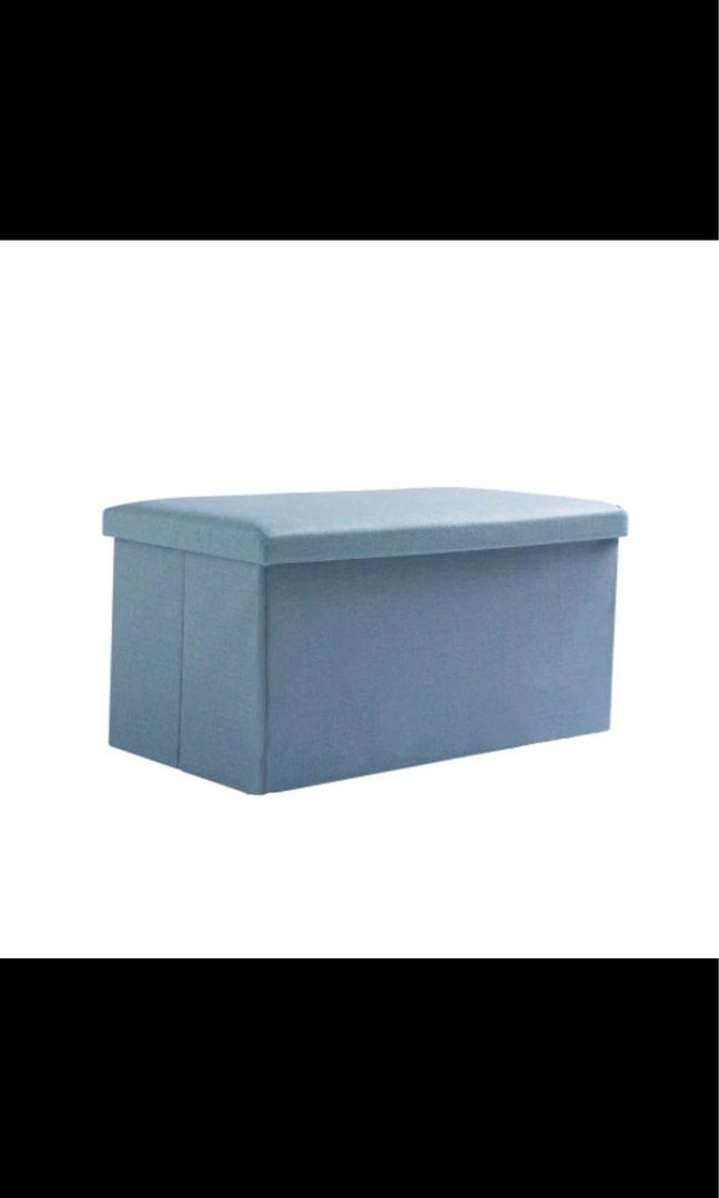 Foldable storage stool container box 2 seater light blue, Furniture ...